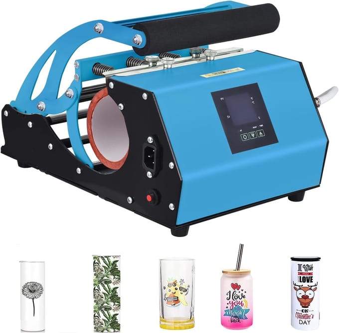 Beker Hittepers - Sublimatie Machine - DIY Bekers Maken - Digitale Instellingen - 11-20 oz - Blauw
