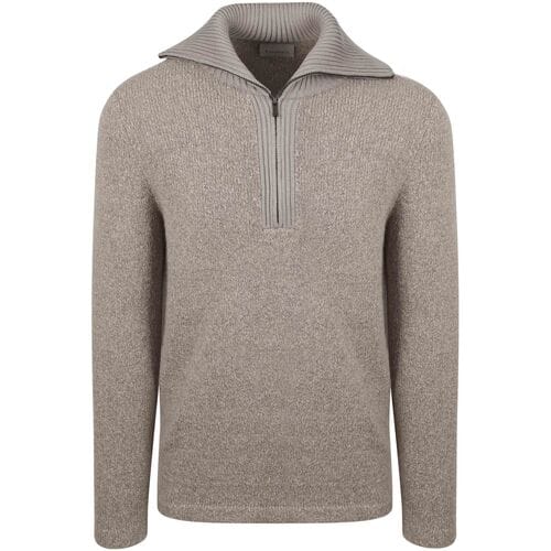 Suitable Deep Zip Pullover Boiled Wool Taupe - Maat XXL - Heren - Schipperstrui - Schipperstrui met rits - Volwassen mannen