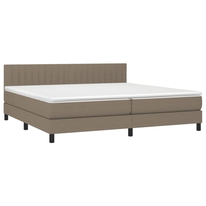 vidaXL - Boxspring - met - matras - en - LED - stof - taupe - 200x200 - cm
