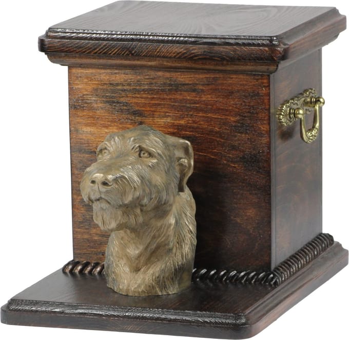 Ierse Wolfhond urn met beeldje - elegante urn voor hondenas