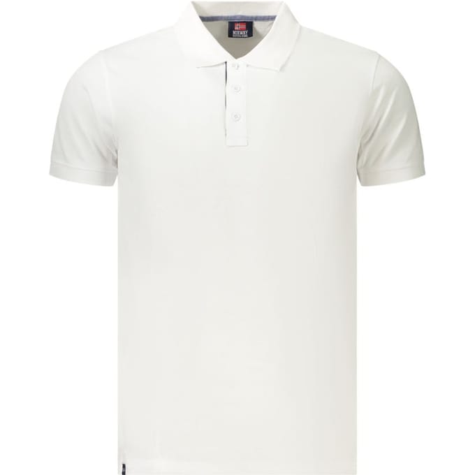 Noorwegen 1963 Witte Katoenen Heren Poloshirt