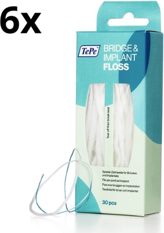 Tepe Floss Bridge & Implant - 6 x 30 stuks - Voordeelverpakking