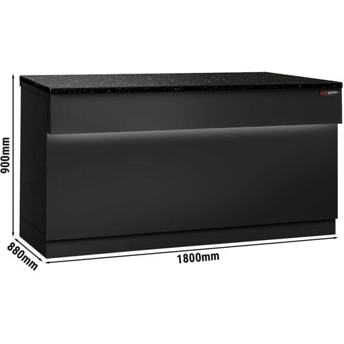 GGM Gastro Kassentisch TORONTO - 1800mm - schwarze Front - schwarze Granit-Arbeitsplatte