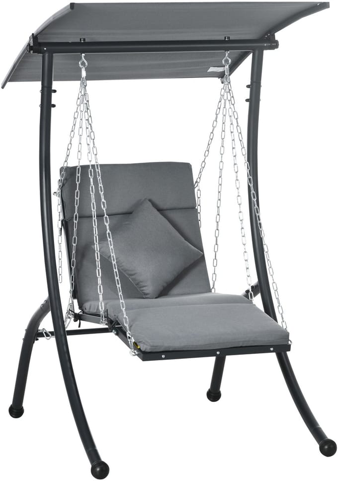 Outsunny Hollywoodschaukel Stahl, Polyester, Netzstoff Dunkelgrau