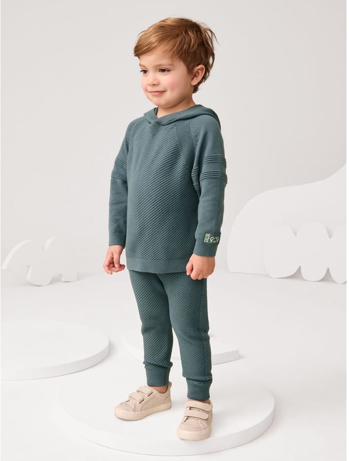 Next - Jongens - Gebreide hoodie en joggingbroek set - Blauw
