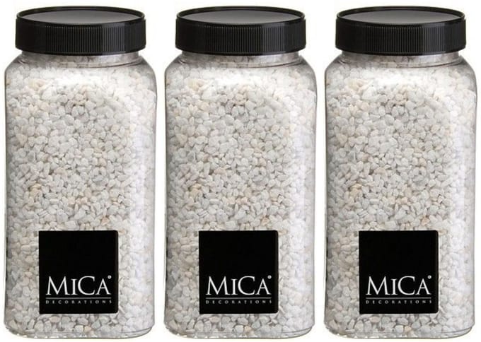 Mica Decorations decoratie stenen/granulaat - 3x - 650ml - wit - hobby steentjes