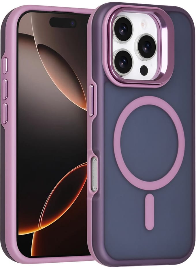 TUNIQ Back cover voor iPhone 16 Pro - MagSafe - Met Camera Stand - Paars