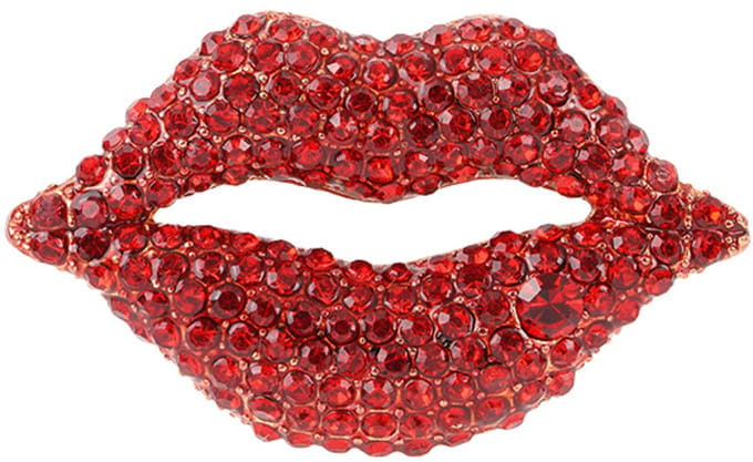 Broche lipps - sierspeld rode lippen - glitter lipps - cadeautip- kerst