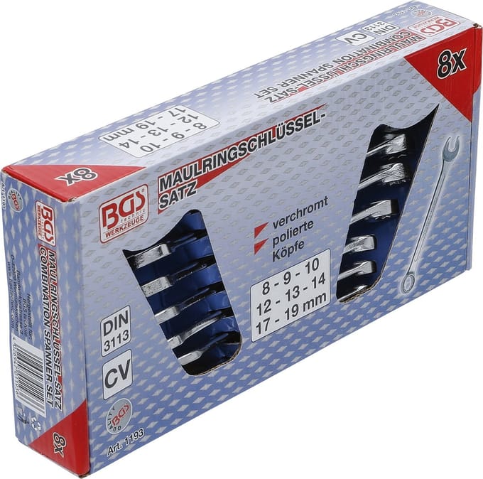BGS Steekringsleutelset 8 - 19 mm, 8 delig