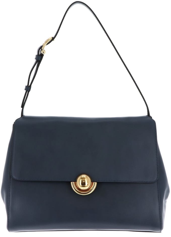 FURLA Leren schoudertas Domus Shoulder Bag 32 Grigio Blu blauw