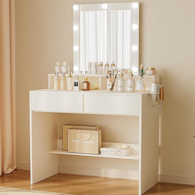 Stijlvolle Make-uptafel met Verlichte Spiegel en Instelbare LED-verlichting