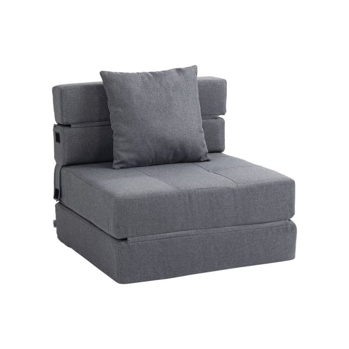 2-in-1 klapfauteuilbed - HOMCOM - Donkergrijs - Max. belasting. 100 kg - Optimaal comfort - Modern design grijs