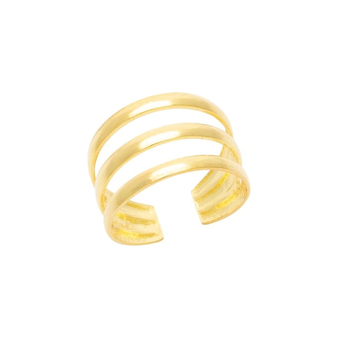 Welovesilver - ear cuff - gold plated - drie banden - hypoallergeen