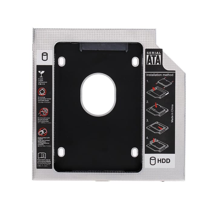 Aluminium SATA3.0 2e HDD Caddy 12,7 mm 2,5 inch SSD HDD-behuizing voor desktop pc-laptops 9.5mm zwart