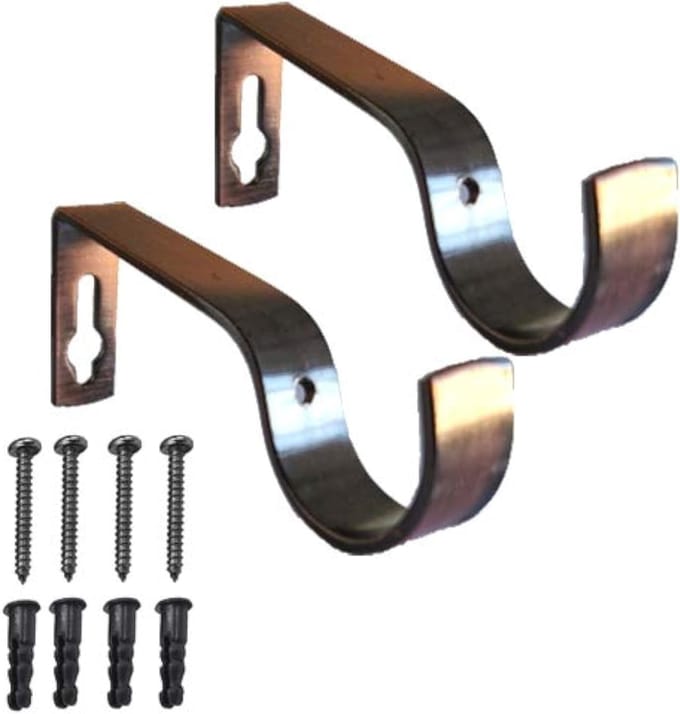 Set van 2 Zware Metalen Gordijnstang Beugels voor 28mm Roedes - Wit