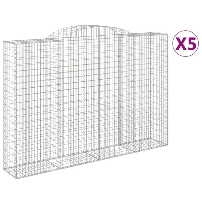 vidaXL - Schanskorven - 5 - st - gewelfd - 300x50x200/220 - cm - ijzer