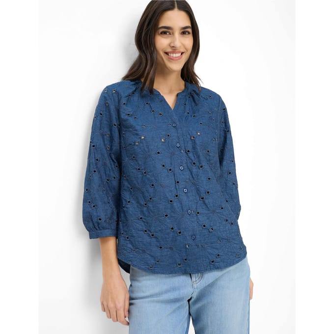Brax Dames Blouse  Style VELIA indigo mood, blauw, maat 48