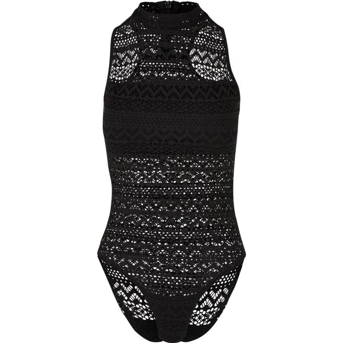 Urban Classics - Crochet Jersey Turtleneck Bodysuit - M - Zwart