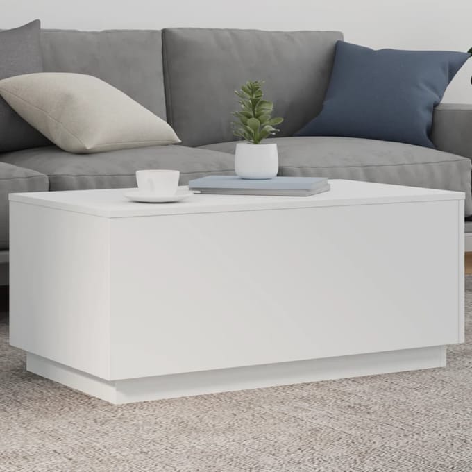 vidaXL - Salontafel - met - LED-verlichting - 90x50x40 - cm - wit