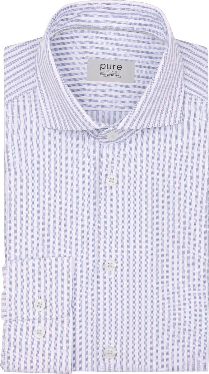 Pure Shirt Streep Blauw - Maat 43 - Heren - Overhemden Casual