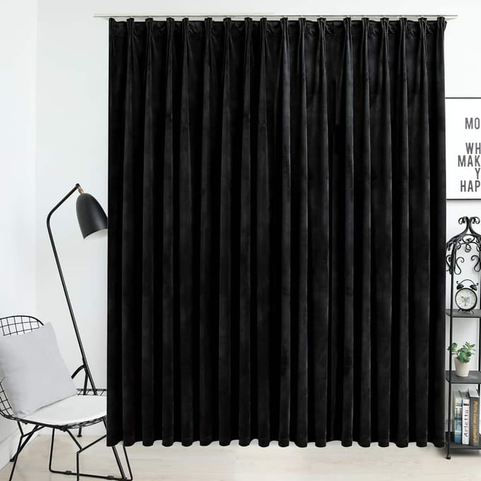 vidaXL - Gordijn - verduisterend - met - haken - 290x245 - cm - fluweel - zwart