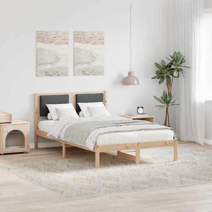vidaXL - Bedframe - Donkergrijs - 120 - x - 190 - cm - Massief - grenenhout