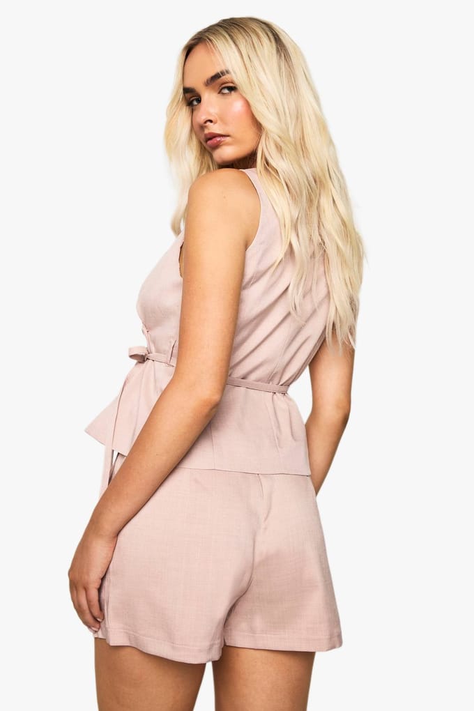 boohoo Dames Tailored Shorts | Pink | Maat: 8