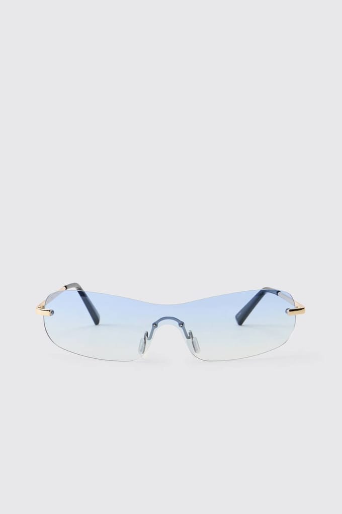 Randloze Getinte Zonnebril Met Metalen Montuur | Blue