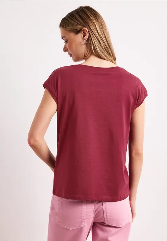 Shirt met boothals en decoratief detail