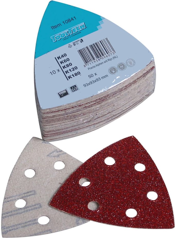 Schuurschijvenset Delta Klittenband – 50 Delig K40/K60/K80/K120/K180 – TOOLTECH
