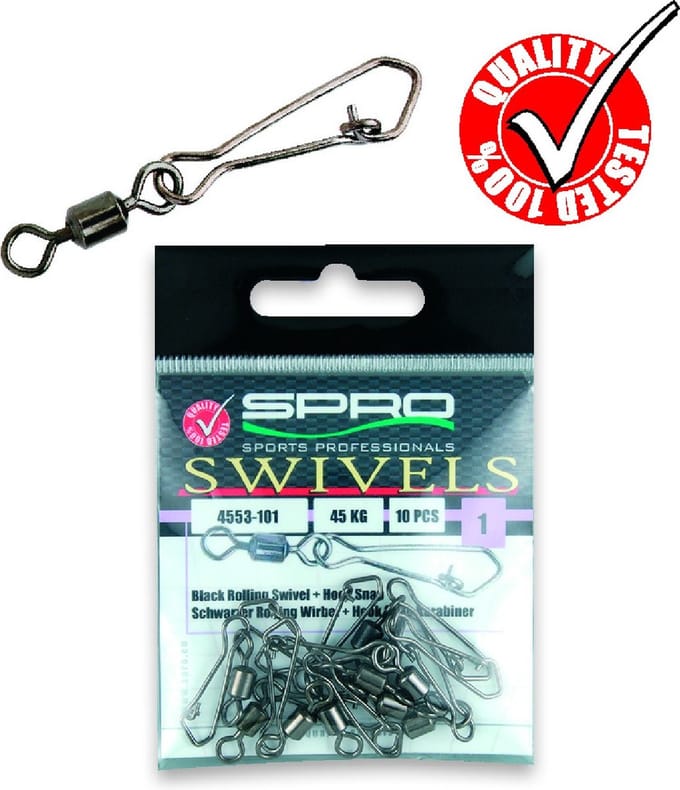 Spro Black Rolling Swivel & Hook Snap (10 pcs) - Maat : 3