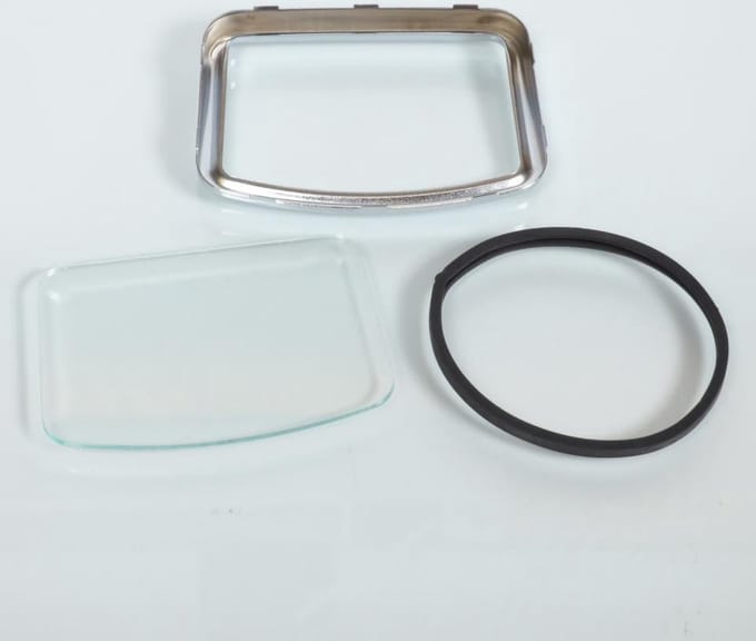 RSM-tellerglas voor bromfiets Motoconfort, nieuwe set met glas en chromen rand
