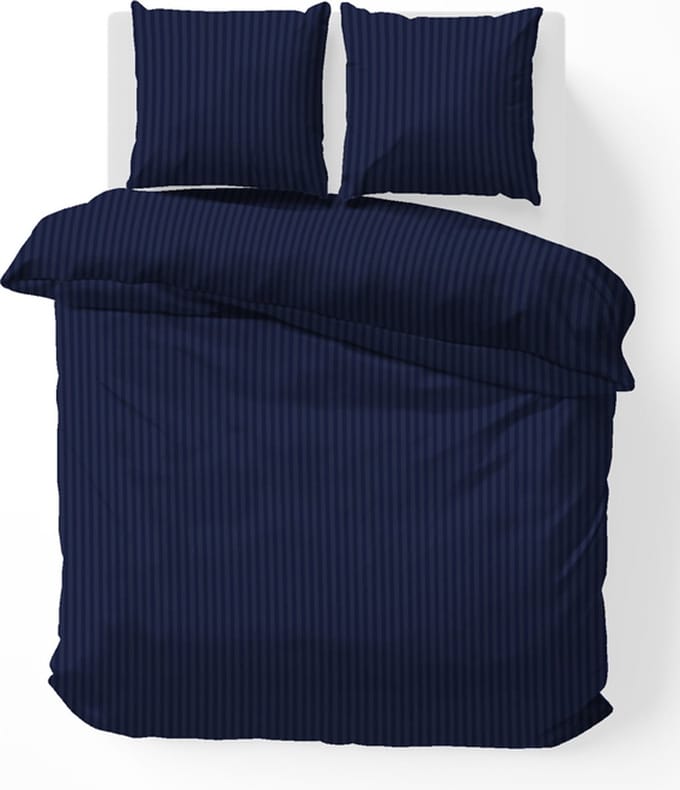 iSleep Satijnstreep Kussensloop - 60x70 cm - Donker Blauw