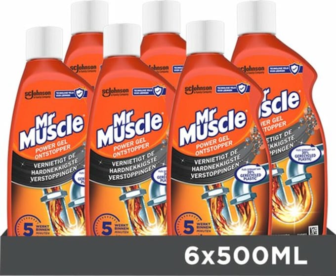 Mr. Muscle Power Gel Ontstopper - 6 x 500 ml - Voordeelverpakking