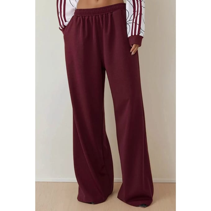 Brede Pijpen Jersey Broek met Elastische Taille