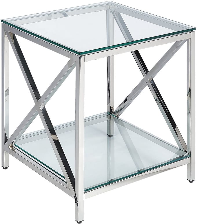 AUDET - Bijzettafel - Zilver - Veiligheidsglas