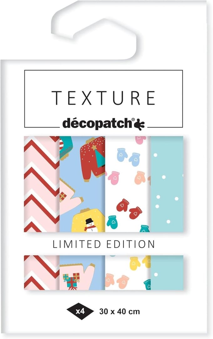 Set Texture Decopatch kerstpapier Kerst Maille Xmas hotfoil Limited Edition