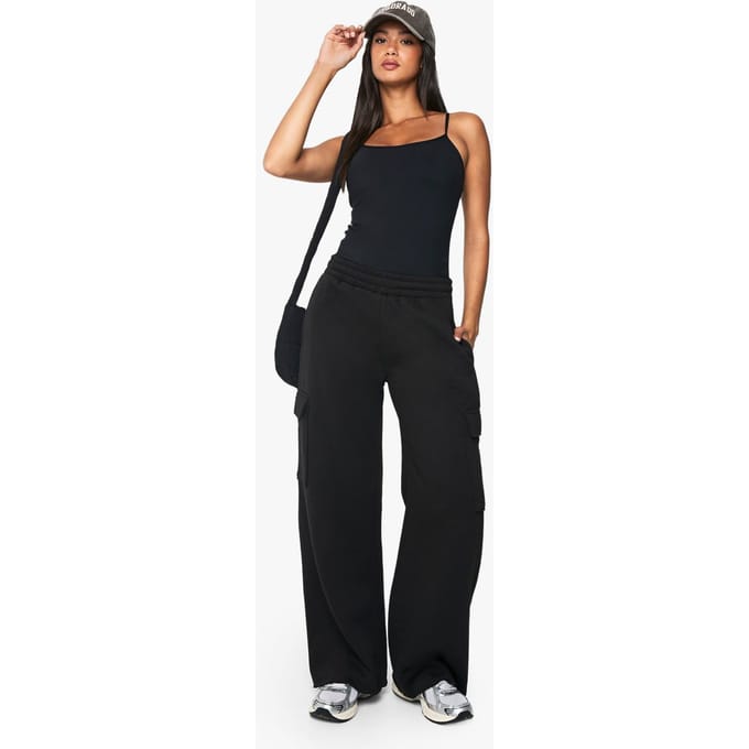 boohoo Dames Cargo Jogger met wijde pijpen | Zwart | Maat: Medium