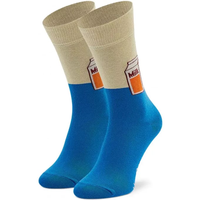 Happy Socks Milk Sock - blauw-witte melk - Unisex - Maat: 36 - 40