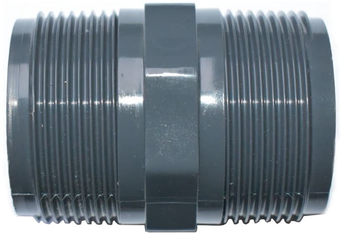PVC Dubbelnippel 1 1/2 inch AG x AG - Buiskoppeling