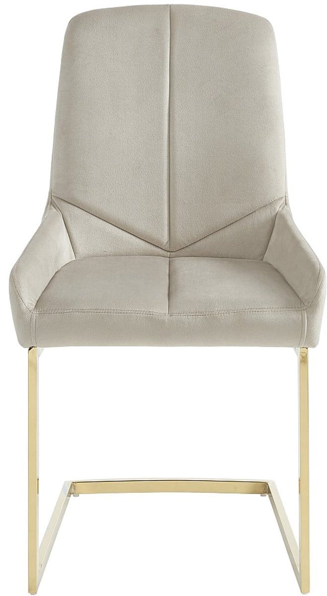 Vente-unique Set van 2 stoelen in fluweel en goudkleurig metaal - Beige - BERLONA