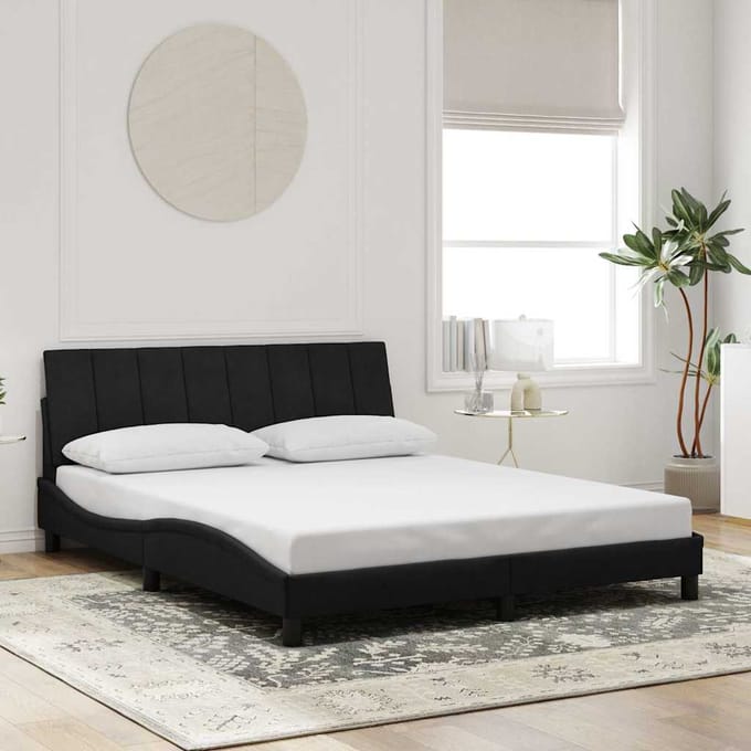 vidaXL - Bedframe - zonder - matras - "Hanko" - 160x200 - cm - fluweel - zwart