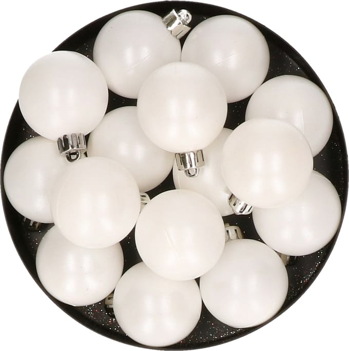 Decoris kleine kerstballen - 32x st - wit - 4 cm - kunststof - kerstversiering