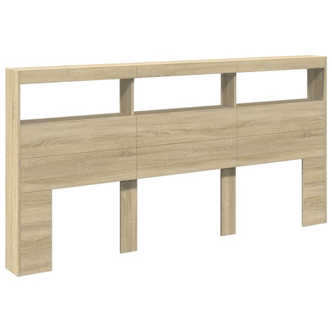 vidaXL - Hoofdbordkast - met - LED-verlichting - 200x17x102 - cm - sonoma - eiken