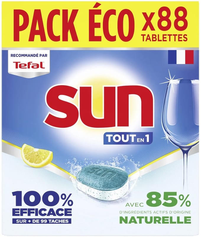 Sun vaatwastabletten alles in 1 citron 88 tabs pack eco