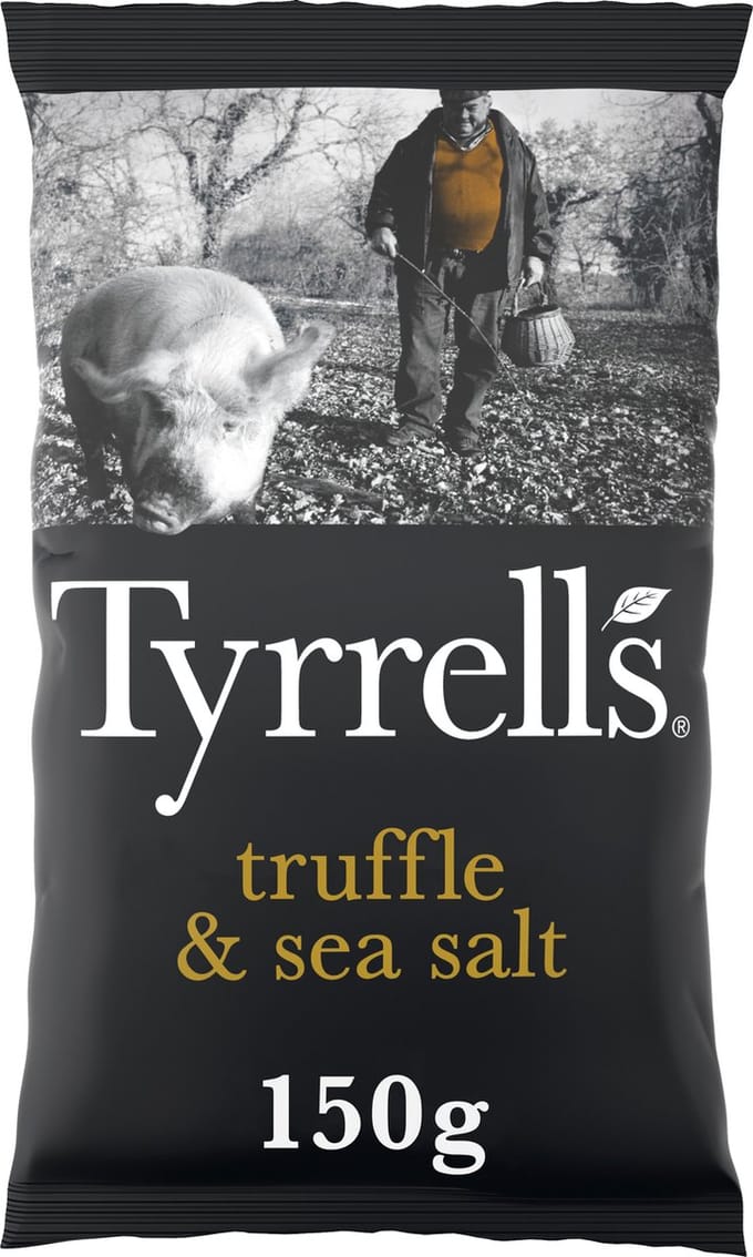 Tyrrells Black truffle & Sea salt - Chips - 8x150 gram