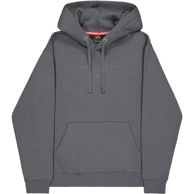 Hoodie met labelprint en kangoeroezak