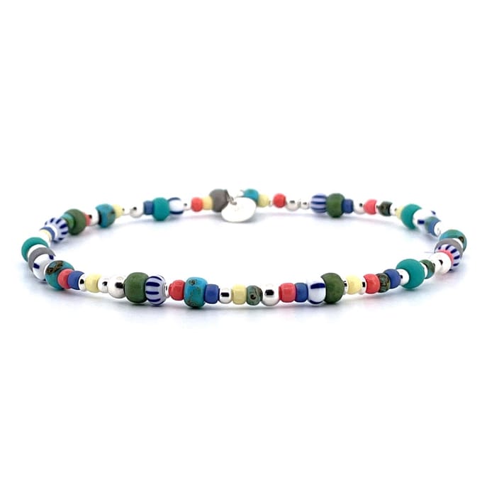IbizaMen - heren - armband - 925 zilver - color mix - 2-4mm - 21cm