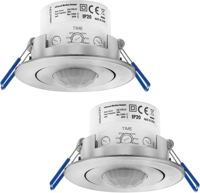 Infrarood Plafond Bewegingsmelder - Instelbare Omgevingshelderheid - 360° Reikwijdte - Inbouwmontage