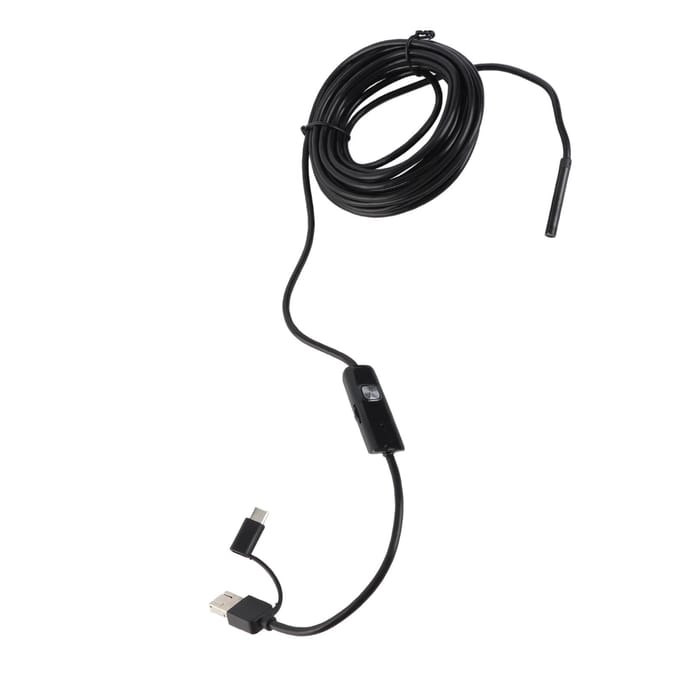 Endoscoop Camera Mobiele Telefoon PC USB Type C 3 In 1 voor Android met LED Licht voor Automobiel 5 meter Harde Draad 5.5mm black
